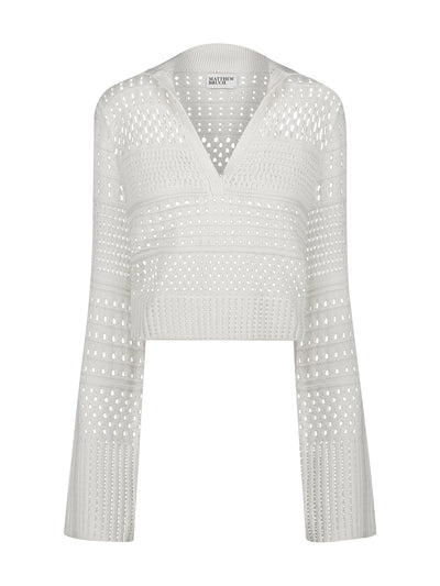 Verigated Knit Mesh Pullover