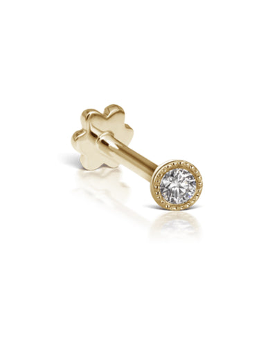3mm Scalloped Set Diamond Threaded Stud Earring