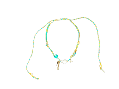 Turquoise Sand Gold Silk Rocker Necklace