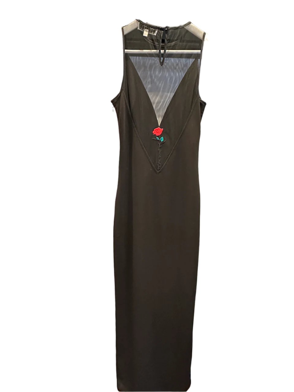Rose Spine Embroidery High Slit Maxi Dress OFFSEIDS NEW YORK Rose Spine Embroidery High Slit Maxi Dress OFFSEIDS NEW YORK