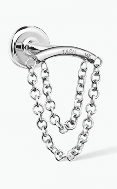 Double Chain Drape White Gold
