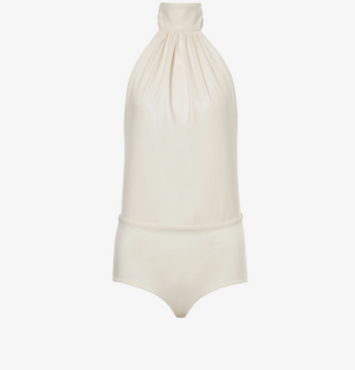 Bodysuit in coated fabric with bow