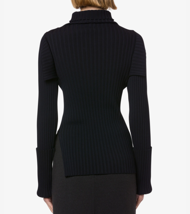 Two-tone ribbed stretch sweater