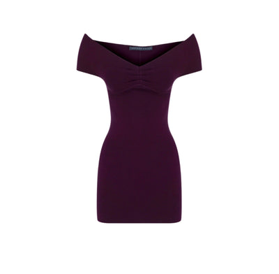 Off The Shoulder Knit Dress Maroon