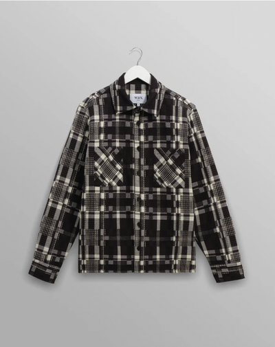 Whiting-Black and Ecru Glitch Check Overshirt