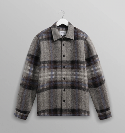 Nolan Grey and Blue Check Wool Overshirt