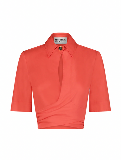 Collared Wrap Top-Persimmon