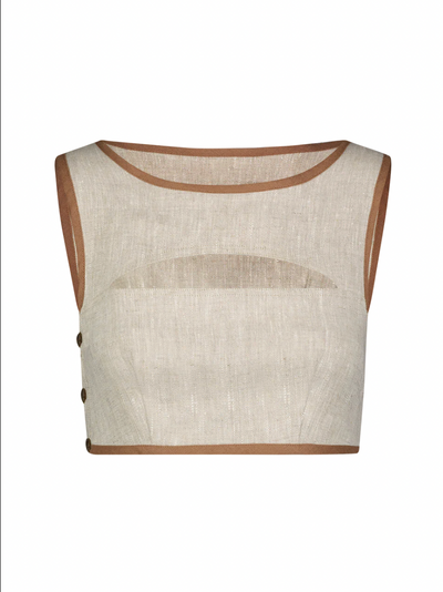 Bound Cutout Crop Top-Oatmeal