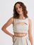 Bound Cutout Crop Top-Oatmeal