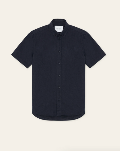 Navy Konrad Cotton Linen Shirt