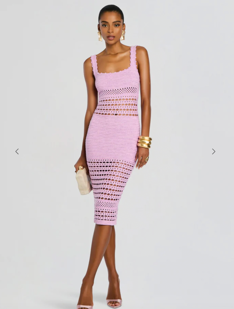 avril knit crochet dress Cara Cara Women's Avril Pointelle Dress - Ivory/Cream - Size L