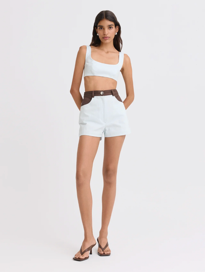 Tie Back Crop Top Light Denim