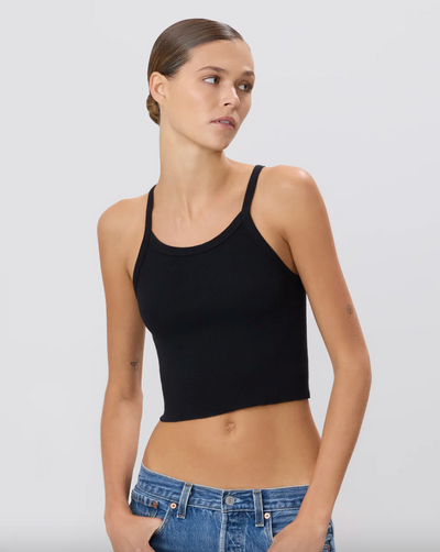 Chloe Cropped Rib Tank Black