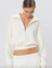 Cropped Half Zip Sweatshirt Cream