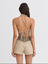 High-Waist Taupe Denim Combo Hot Short
