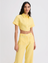 Cropped Yellow Linen Tie Back Button Up