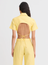 Cropped Yellow Linen Tie Back Button Up