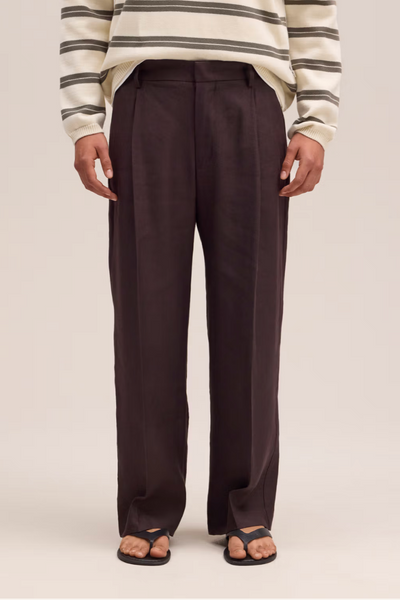 Kay 1808 Linen Blend Pant - Deep Truffle