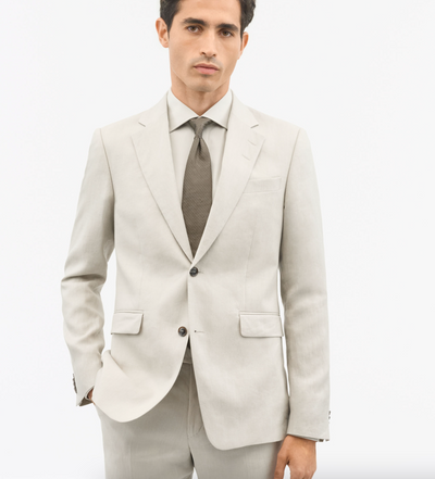 Justin Slim-Fit Linen Jacket in Cream Sand