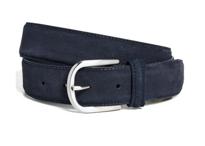 Navy Suede Belt Silver Hardware
