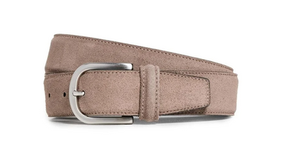 Beige Suede Belt Silver Hardware