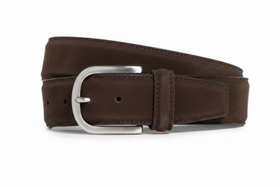 Brown Suede Belt Silver Hardware