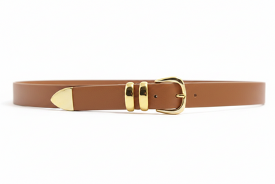 Leather Belt Tan Gold Hardware