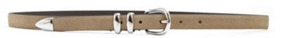 Suede Belt Beige Silver Hardware