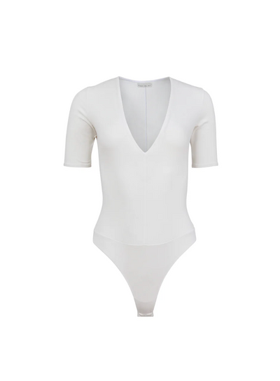 Organic Cotton Deep V Bodysuit Ivory