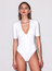 Organic Cotton Deep V Bodysuit Ivory