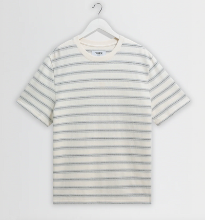 Dean SS Tee Stitch Stripe Ecru/Blue