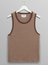 Montague - Brown And Ecru Striped Ribbed Organic Cotton Vest