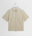 Sears - Natural And Navy Stripe Seersucker Zip Short-Sleeve Shirt