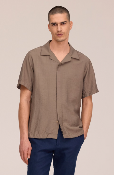 Hank - Open Collar Shirt - Clay