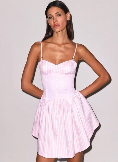 Poplin Corset Mini Dress - Bubblegum Stripe