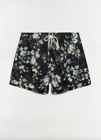 The Malachi Swim Shorts - Black Floral Print