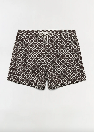 The Malachi Swim Shorts - Chocolate Ivory