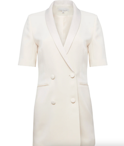 Short Sleeve Blazer Dress in Ivory