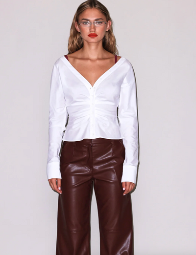 Ruched Poplin Shirt