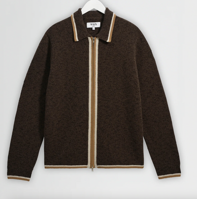 Lennox L/S Zip Polo in Brown
