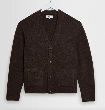 Walker Cardigan Fluffy Wool Blend in Chocolate Brown