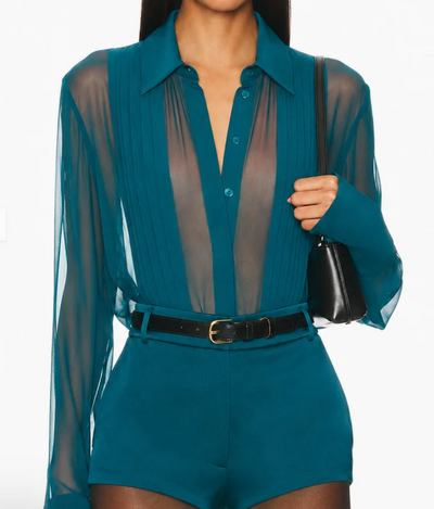 Meghan Panelled Blouse in Teal