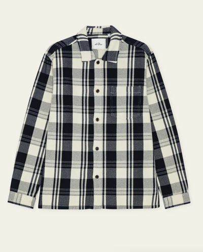 Structured Check Overshirt in Dark Navy