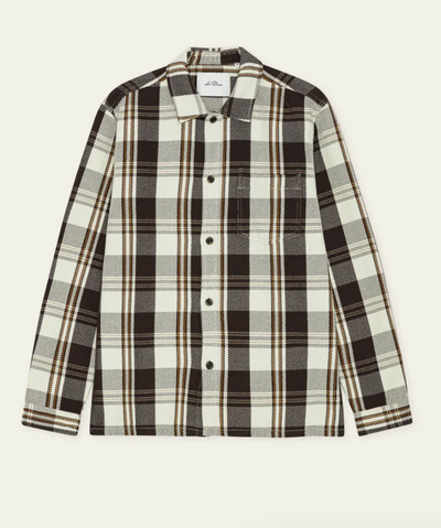 Structured Check Over Shirt in Dark Sand