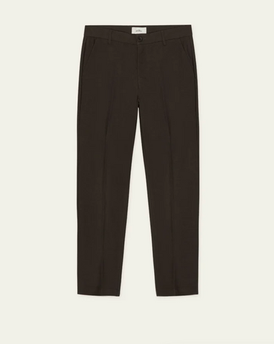 Brushed Twill Regular Suit Pants in Mole Brown
