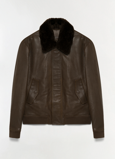 The Anderson Leather Jacket in Dark Olive