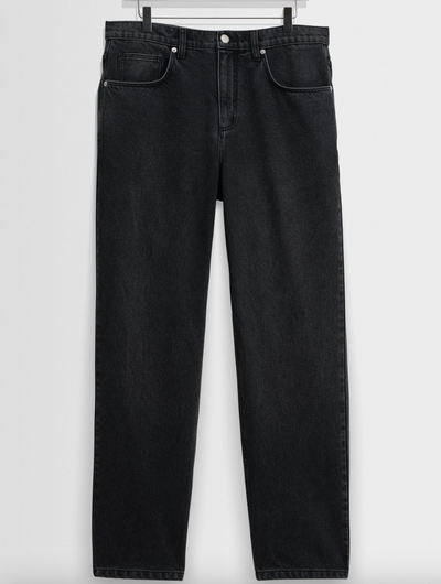 Russell Straight Fit Denim Jeans in Washed Black