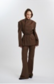 Tight Waist Wide Shoulder Blazer