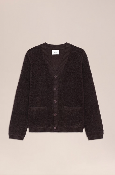 Fleece Wool Cardigan in Deep Truffle
