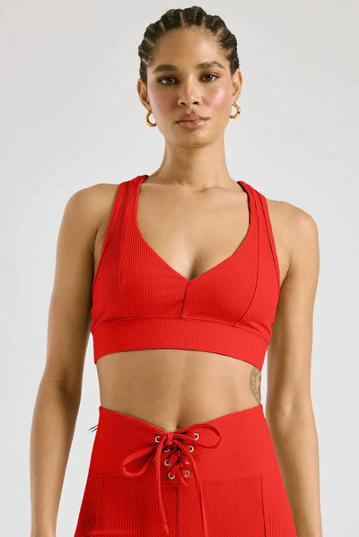 Ribbed Tess V Bra - Red